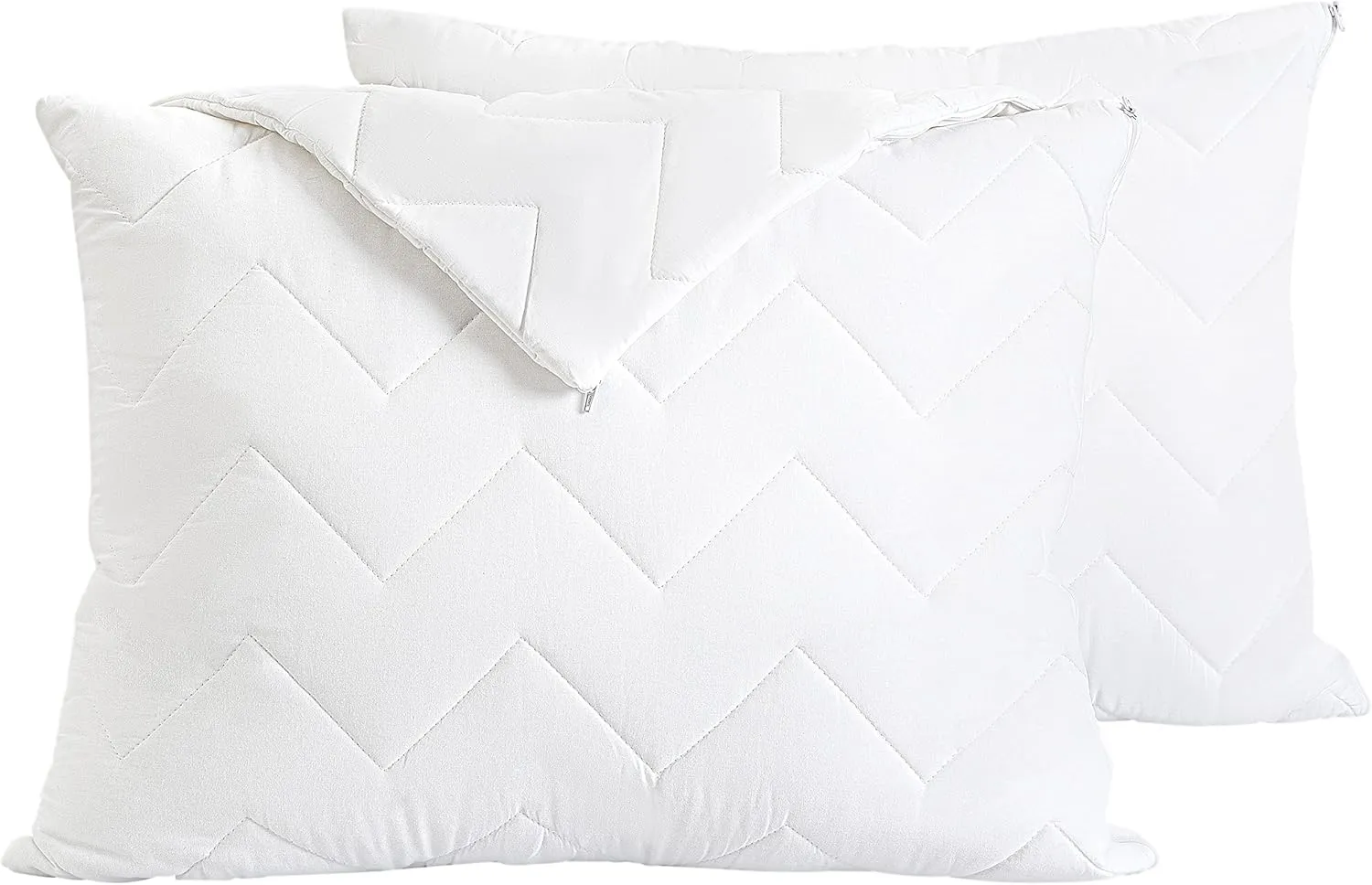 Waterguard Quilted Pillow Protector - Waterproof and Bed Bug Proof Standard Size Zippered Pillow Protector - Luxury Designed Pillowcases Protects Pillows from Dirt, Dust Mites, Stains, & Spills