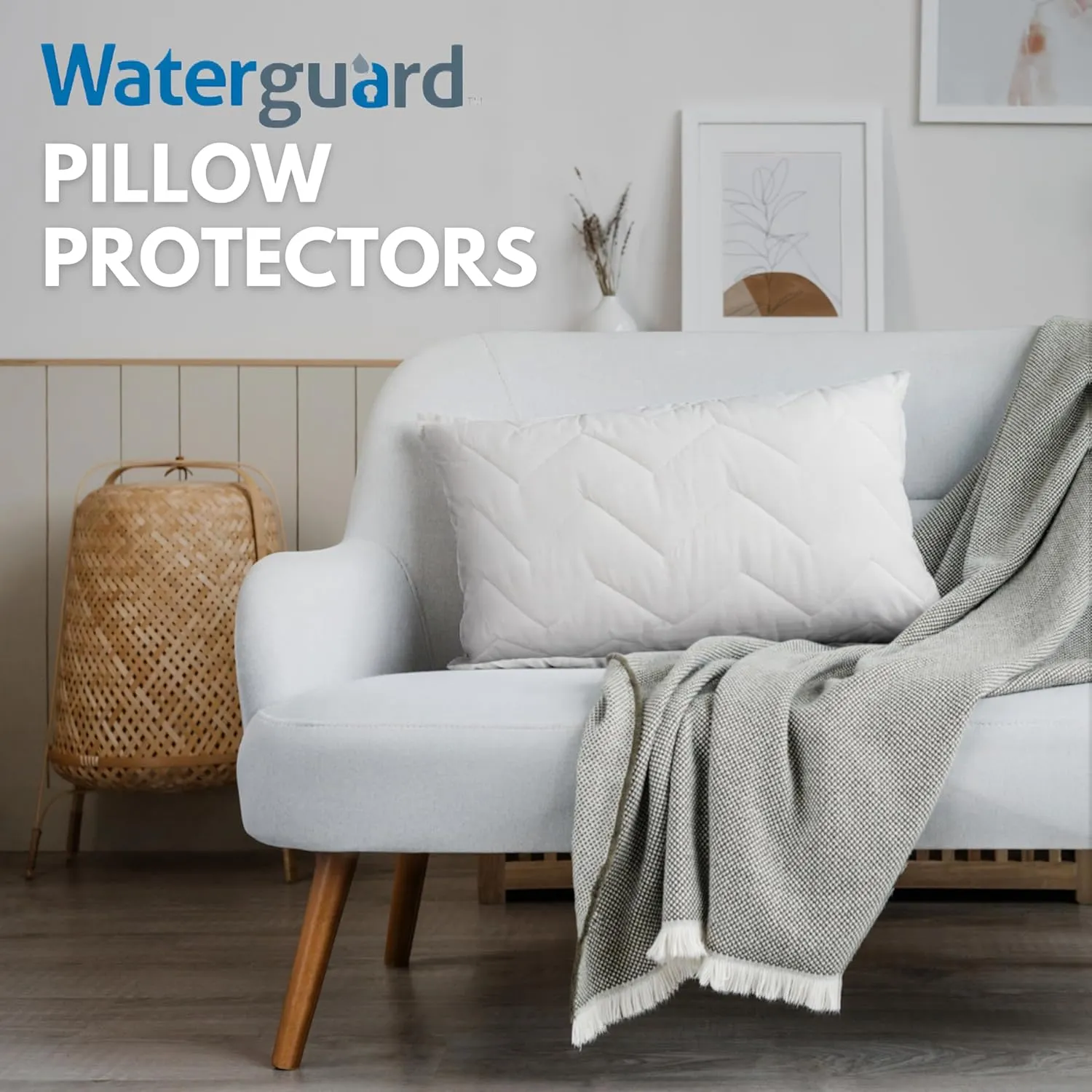 Waterguard Quilted Pillow Protector - Waterproof and Bed Bug Proof Standard Size Zippered Pillow Protector - Luxury Designed Pillowcases Protects Pillows from Dirt, Dust Mites, Stains, & Spills