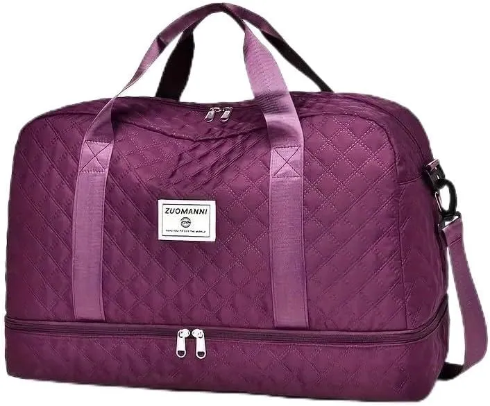 Waterproof Large-Capacity Gym Duffel Bag – Durable Nylon Travel Luggage with Shoe Compartment & Multi-Pocket Organizer – Ideal for Gym, Travel & Weekend Trips, Available in 10 Colors (Wine)