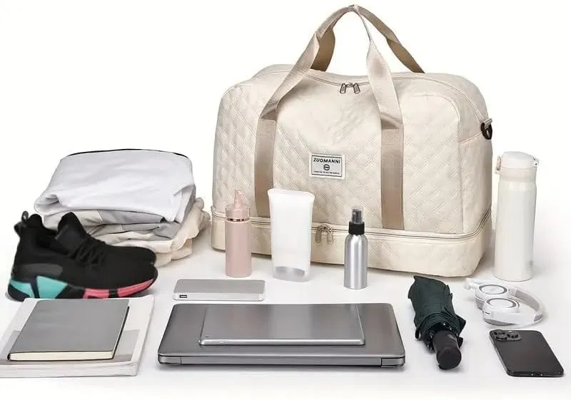 Waterproof Large-Capacity Gym Duffel Bag – Durable Nylon Travel Luggage with Shoe Compartment & Multi-Pocket Organizer – Ideal for Gym, Travel & Weekend Trips, Available in 10 Colors (Wine)