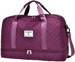 Waterproof Large-Capacity Gym Duffel Bag – Durable Nylon Travel Luggage with Shoe Compartment & Multi-Pocket Organizer – Ideal for Gym, Travel & Weekend Trips, Available in 10 Colors (Wine)