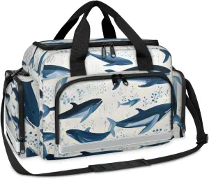 Waterproof Tactical Duffle Bag 25" Carry On Bag for EMT Tear-Resistant Gym Bag with Multi-Pocket & OSHA Reflective Travel Bags for Men Women Ocean Shark Print