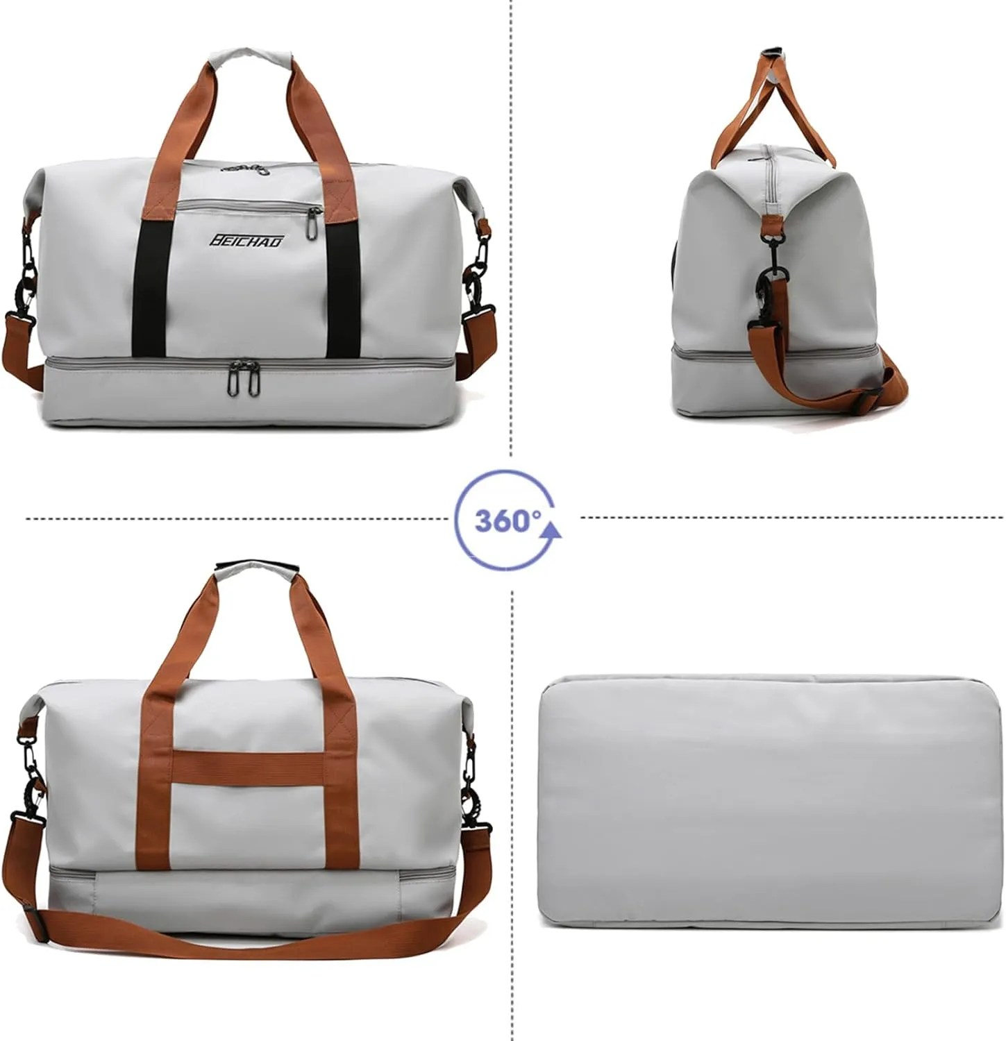 Weekender Bags for Women with Shoe Compartment, Travel Duffel Bag, Overnight Carry On Personal Item Bag with Wet Pocket, Gym Bag (Orange), LXXB810