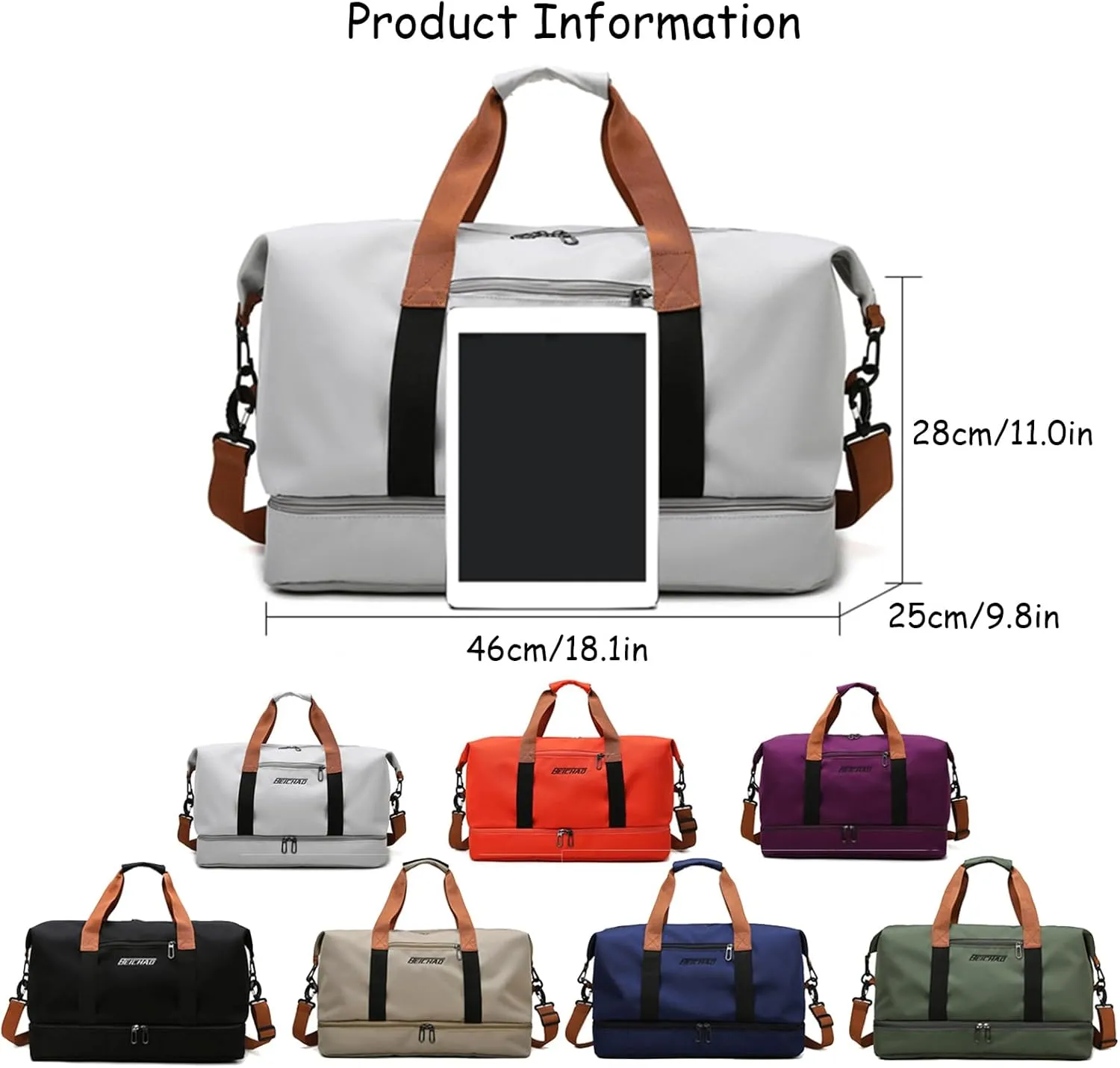 Weekender Bags for Women with Shoe Compartment, Travel Duffel Bag, Overnight Carry On Personal Item Bag with Wet Pocket, Gym Bag (Orange), LXXB810
