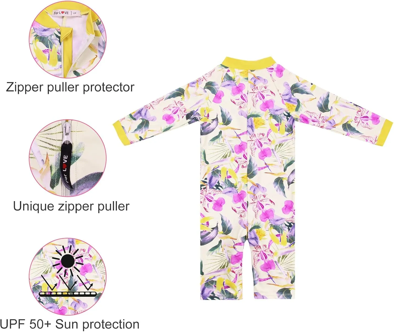 weVSwe Baby Girl Toddler Rash Guard Swimsuit Sun Protection Beachwear Zipper Bathing Suit 0-3 Years
