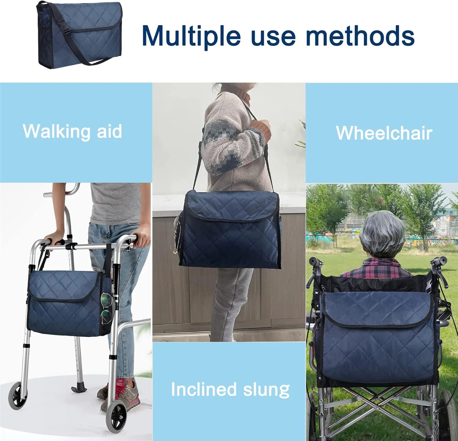 Wheelchair Bag Wheelchair Backpack Bag Wheel Chair Storage Tote Accessory Waterproof Travel Messenger Backpack for Men, Women, Handicap, Elderly and Storage Travel Items (Red)