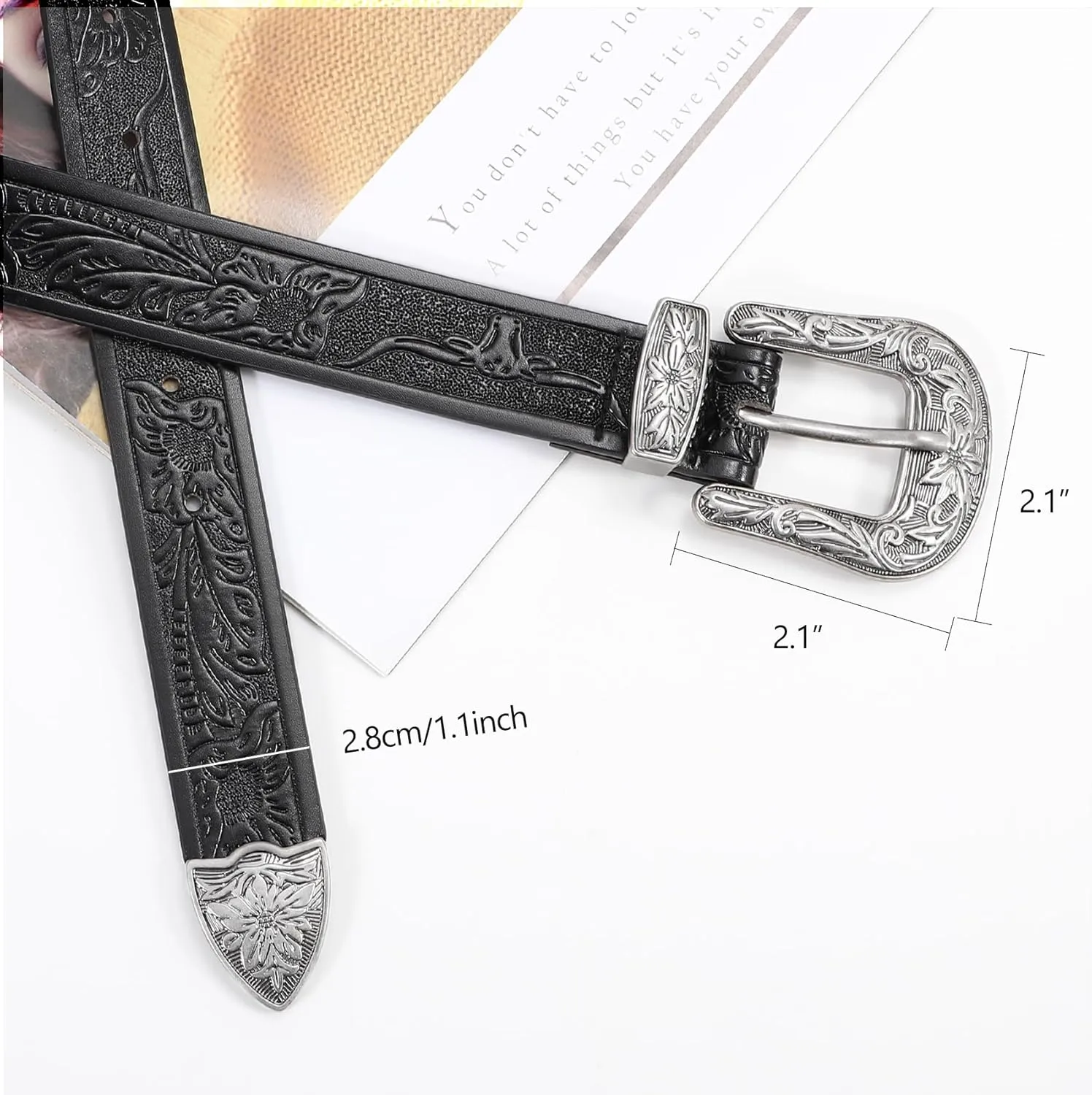 WHIPPY Western Belts for Women - Vintage Western Design Ladies Cowgirl Waist Belt for Pants Jeans Dresses