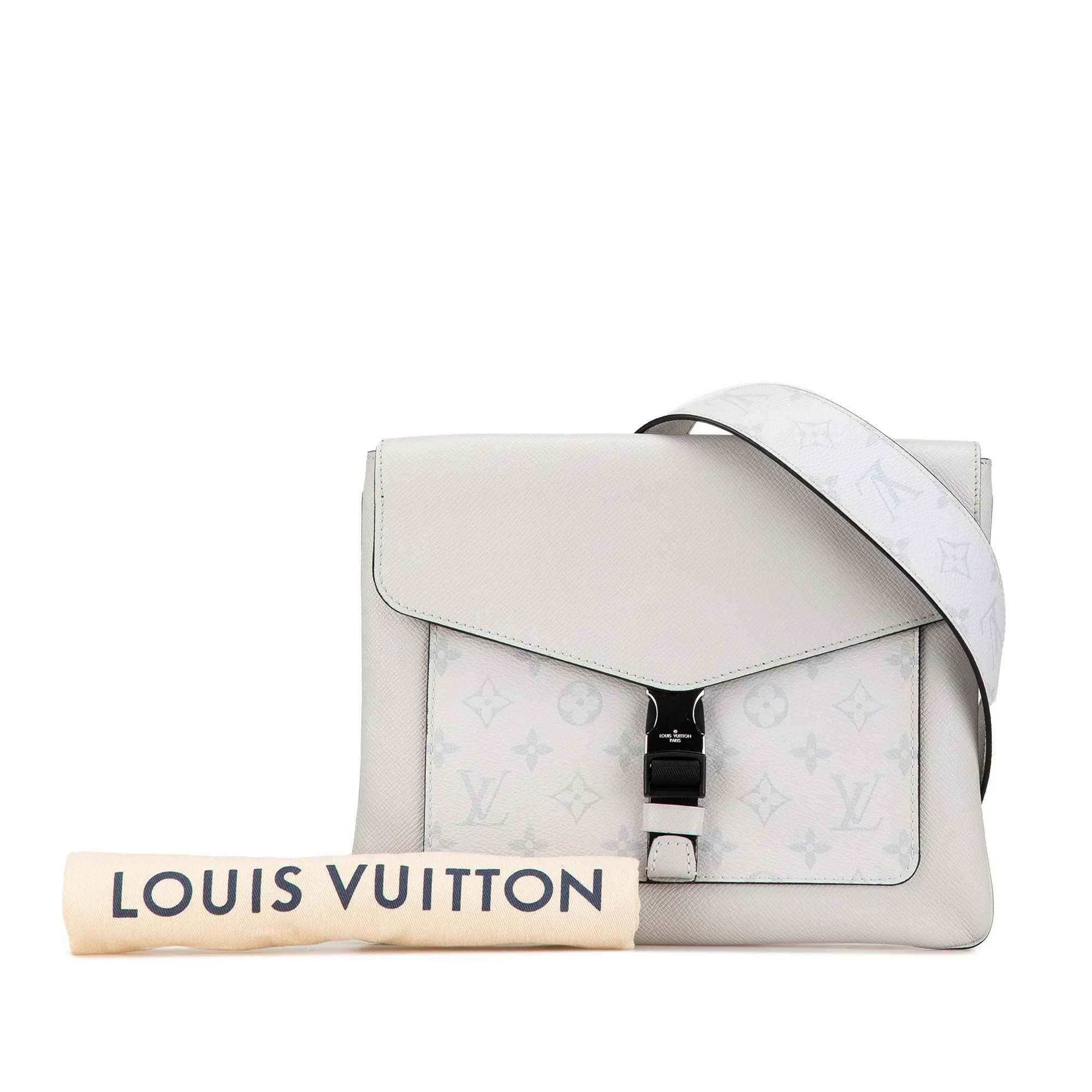 White Louis Vuitton Taigarama Outdoor Flap Messenger Crossbody Bag