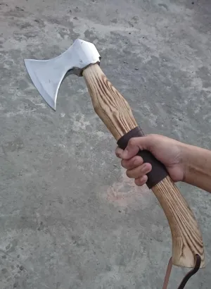 White SPORTSMAN'S Hatchet Custom Hand Made HIGH Carbon Steel Tomahawk Viking Axe with Leather Sheath BEBREAD Axe Camping Axe Wood Cutting Axe
