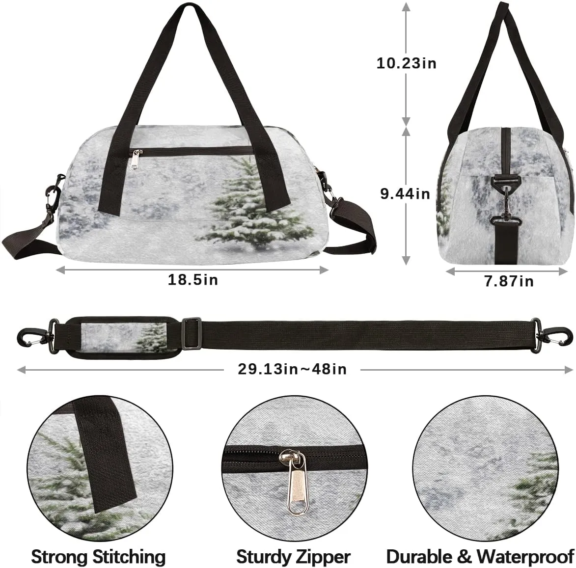 Winter Christmas Tree Kids Duffel Bag for Girls Boys Teens, Winter Oil Painting Dance Bag Overnight Small Duffel Bag Carry On Weekend Sports Gym Travel Bag for School Practice Gymnastics Ballet
