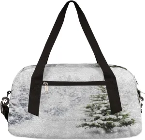 Winter Christmas Tree Kids Duffel Bag for Girls Boys Teens, Winter Oil Painting Dance Bag Overnight Small Duffel Bag Carry On Weekend Sports Gym Travel Bag for School Practice Gymnastics Ballet