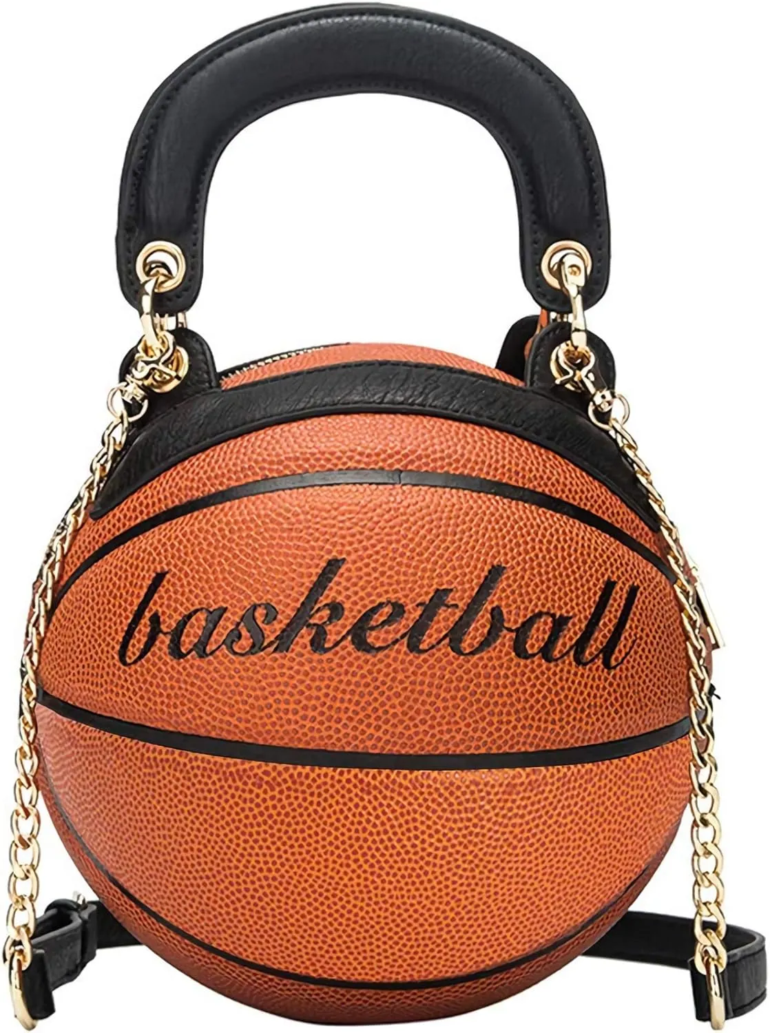 Women Basketball Shaped Purse Girls Round Handbag Shoulder Cross Body PU Messenger Bag Adjustable Strap