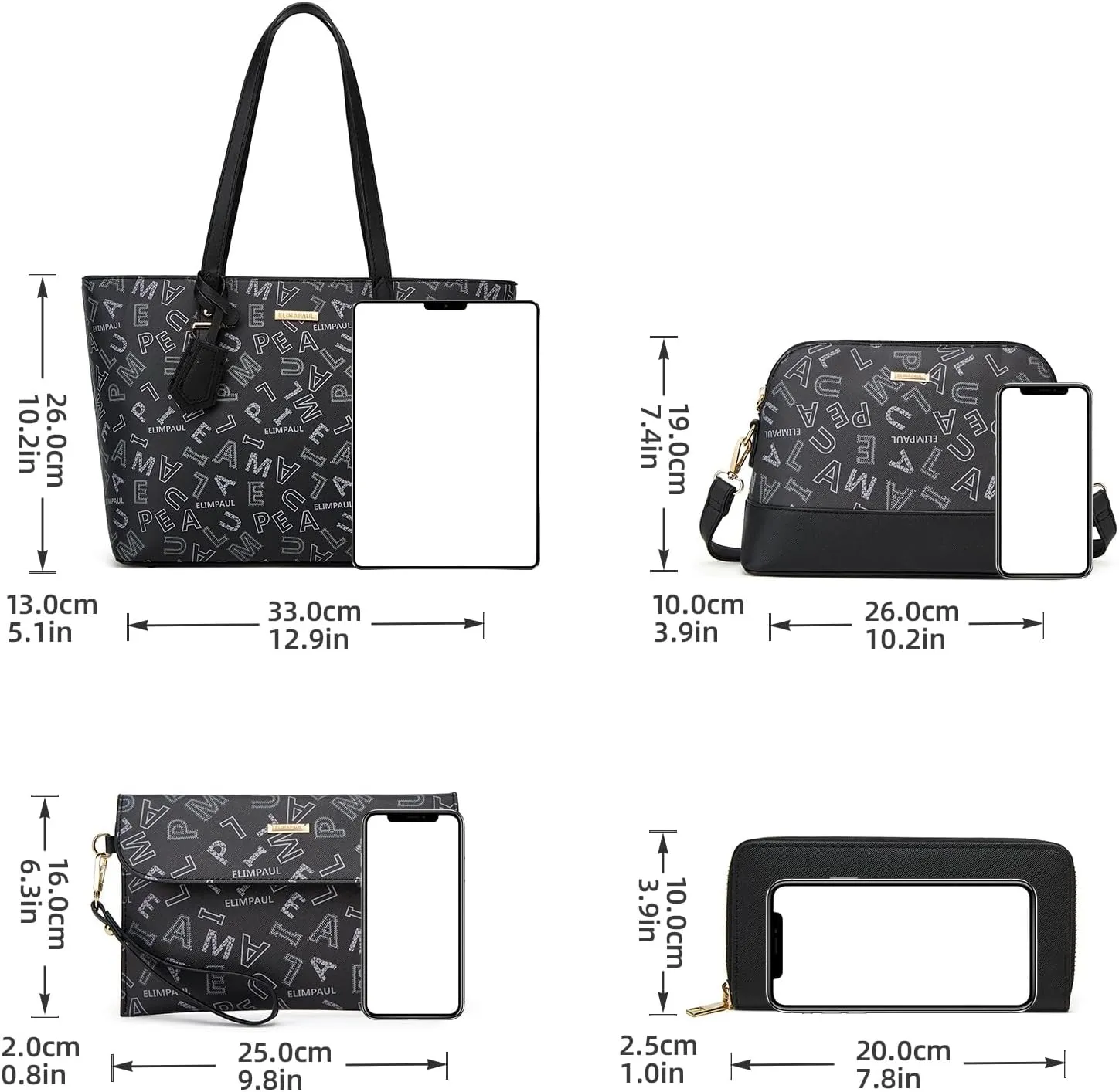 Women Fashion Handbag Wallet Tote Bag Shoulder Bag Top Handle Satchel Purse Set