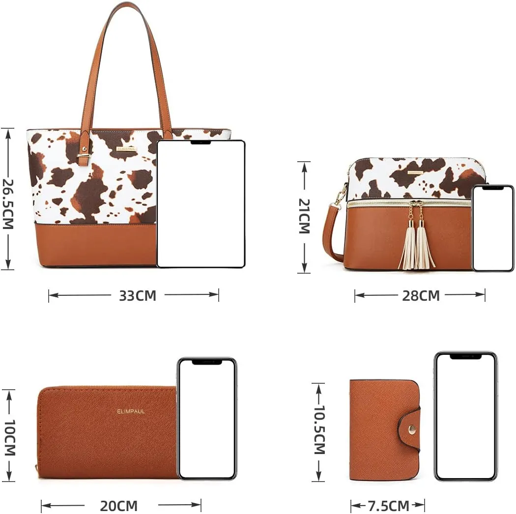 Women Fashion Handbags Wallet Tote Bag Shoulder Bag Top Handle Satchel Purse Set 4pcs