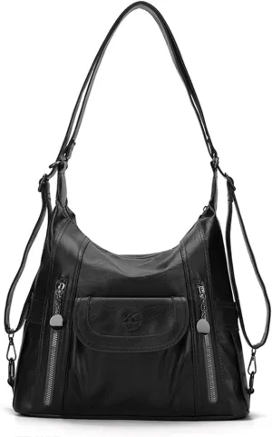 Women Handbag Soft PU Leather Shoulder Bag Ladies Backpack Daypack Fashion Elegant Top-handle Large Capacity Tote Bag