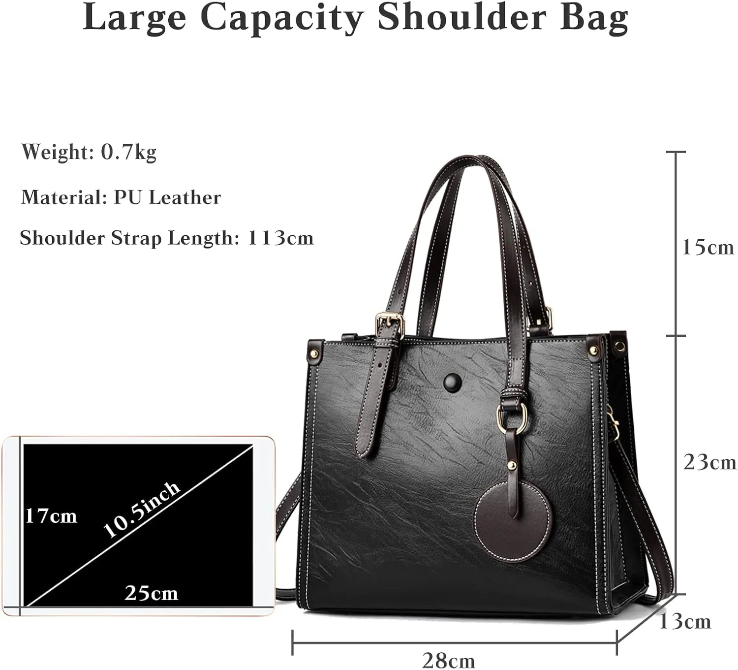 Women Handbag Tote Top Handle PU Leather Shoulder Satchel Crossbody Messenger Bag