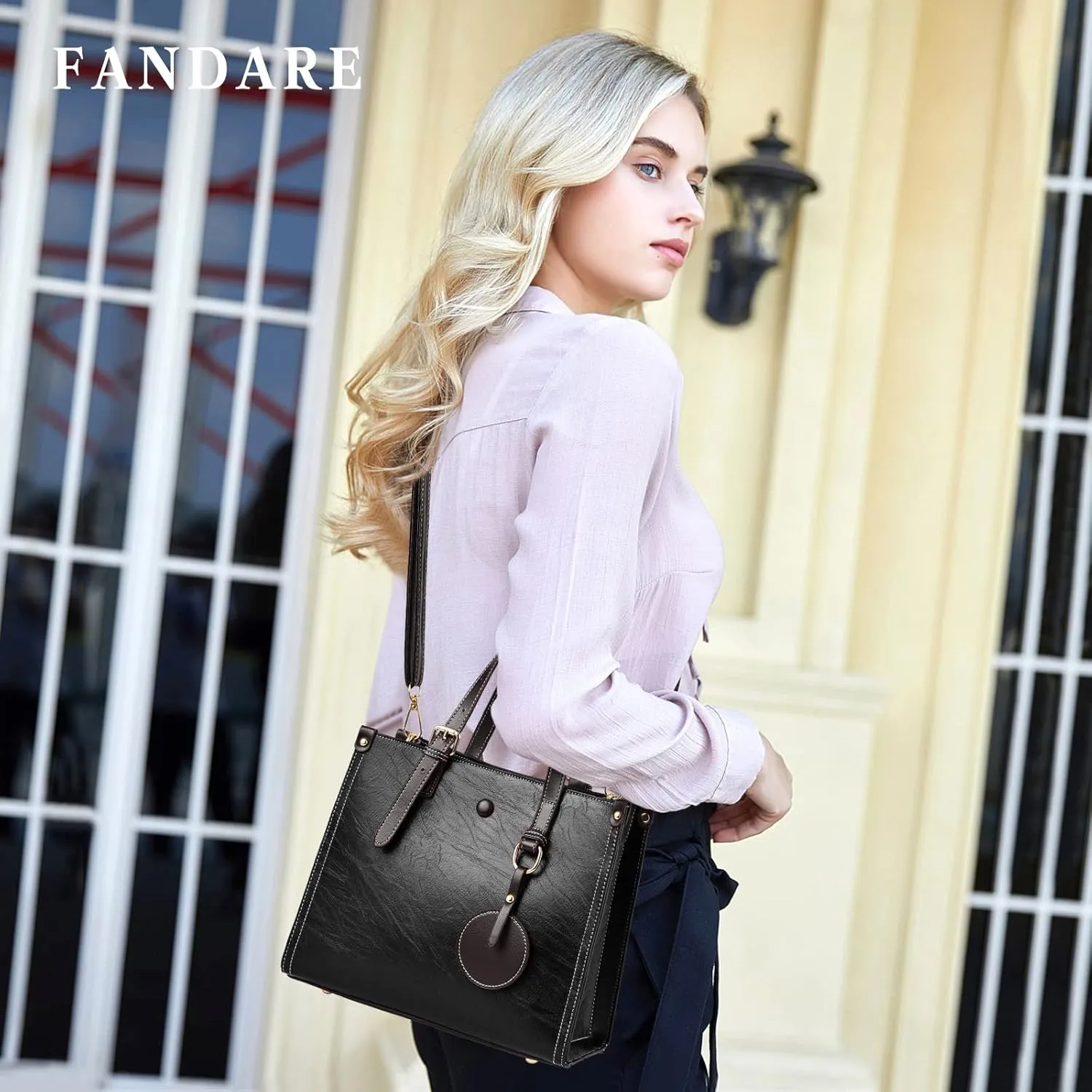Women Handbag Tote Top Handle PU Leather Shoulder Satchel Crossbody Messenger Bag