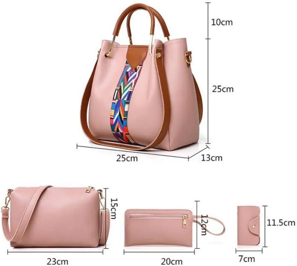 Women handbags purse PU Leather Top handle Shoulder bag Satchel hobo Tote Bags set 4pcs