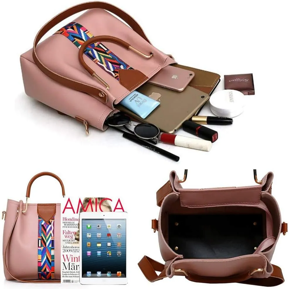 Women handbags purse PU Leather Top handle Shoulder bag Satchel hobo Tote Bags set 4pcs