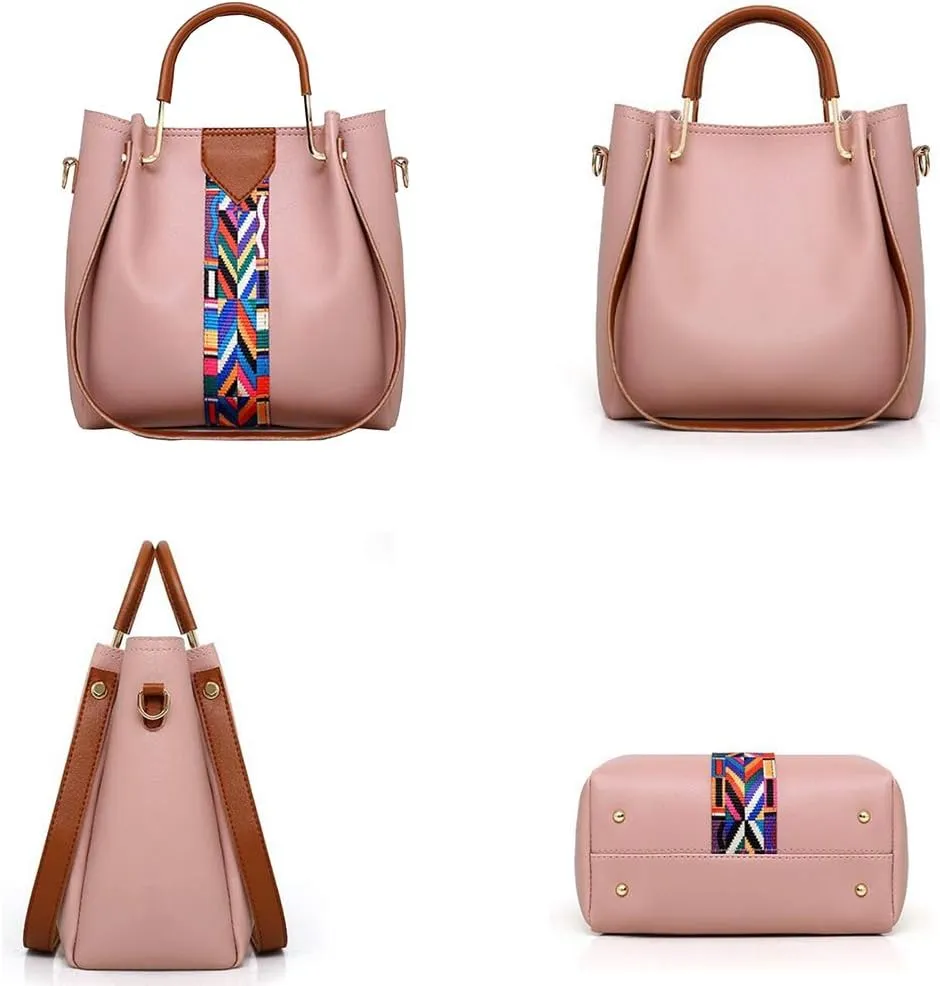 Women handbags purse PU Leather Top handle Shoulder bag Satchel hobo Tote Bags set 4pcs
