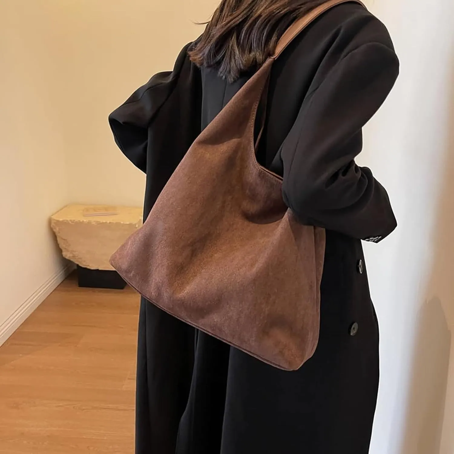 Women Slouchy Suede Tote Bag Hobo Handbag Casual Office Oversized Shoulder Bag Purses