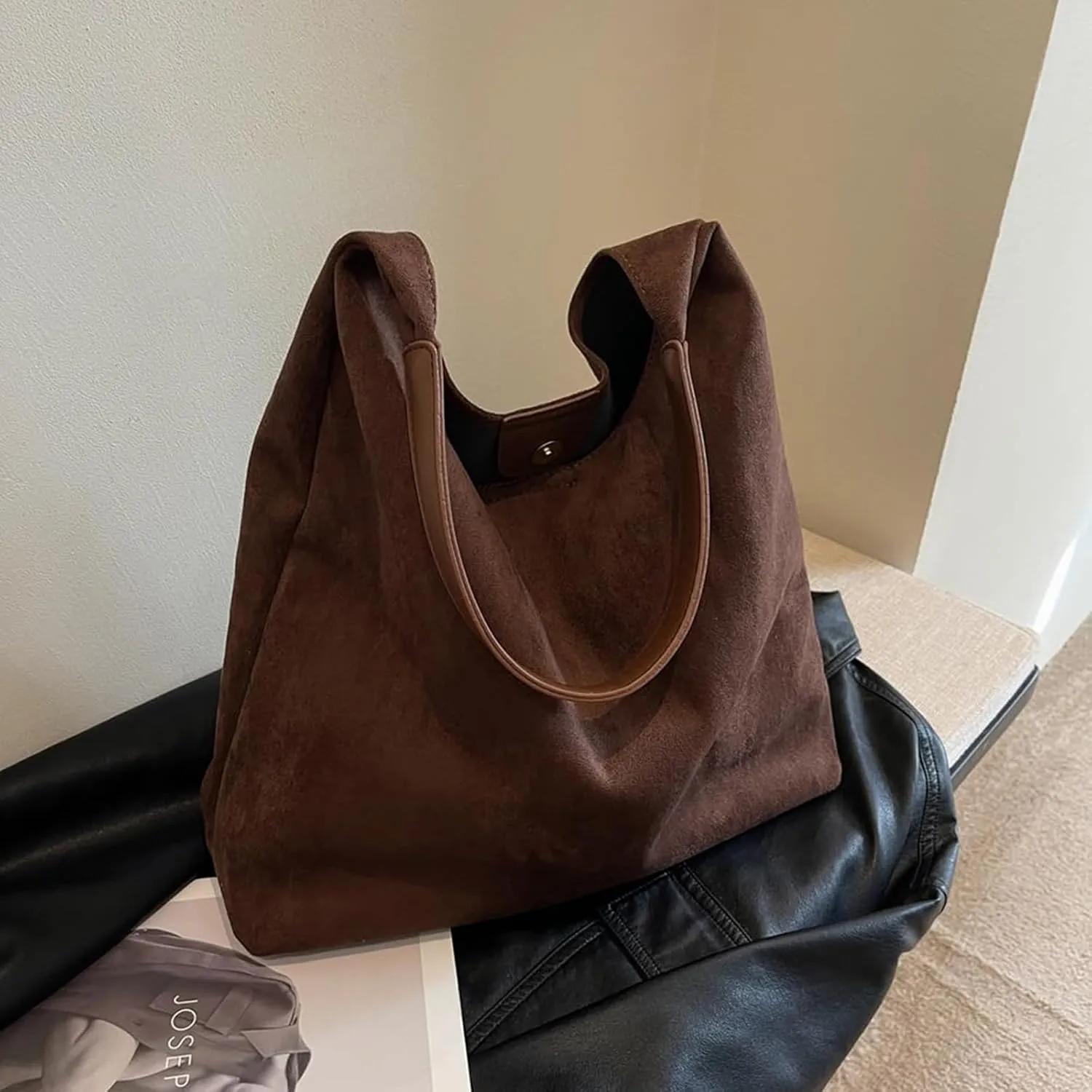Women Slouchy Suede Tote Bag Hobo Handbag Casual Office Oversized Shoulder Bag Purses