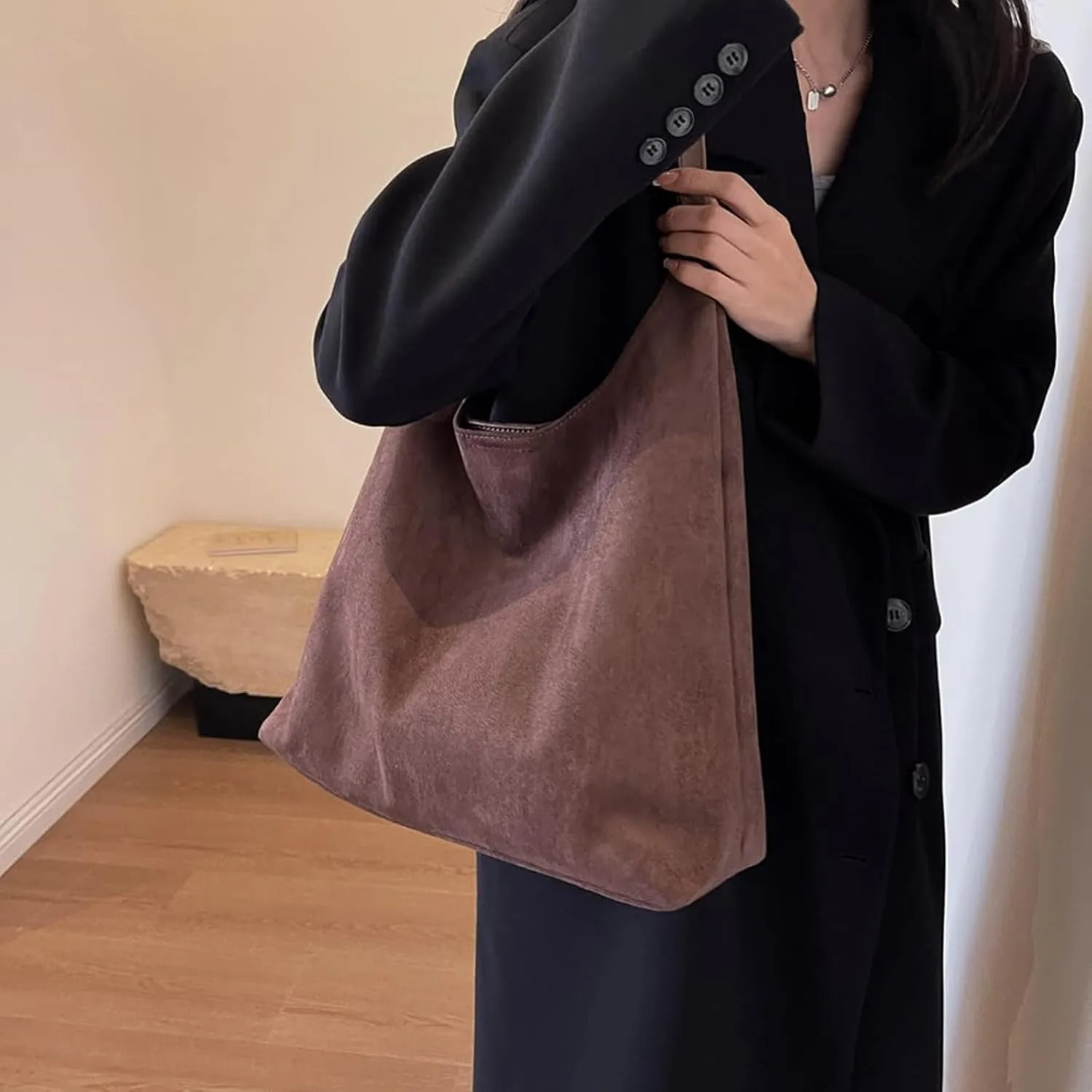 Women Slouchy Suede Tote Bag Hobo Handbag Casual Office Oversized Shoulder Bag Purses