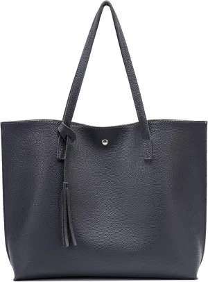 Women Tote Bags Top Handle Satchel Handbags PU Faux Leather Tote Bag with Tassel Shoulder Purse