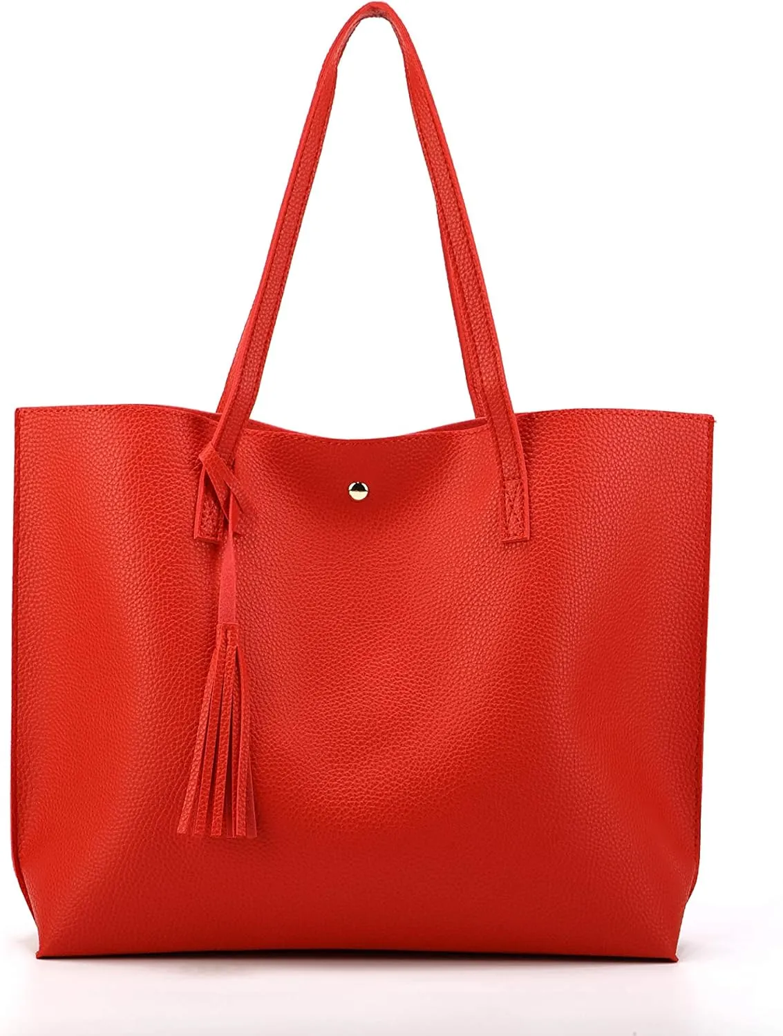 Women Tote Bags Top Handle Satchel Handbags PU Faux Leather Tote Bag with Tassel Shoulder Purse