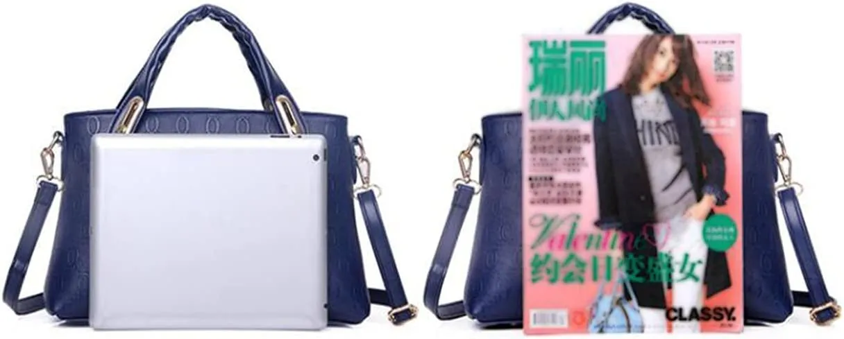 Women Tote Hobo Handbag Wallet Synthetic PU Leather Shouder Backpack 4pcs Set Clutch Purse Satchels with Bear Pendant