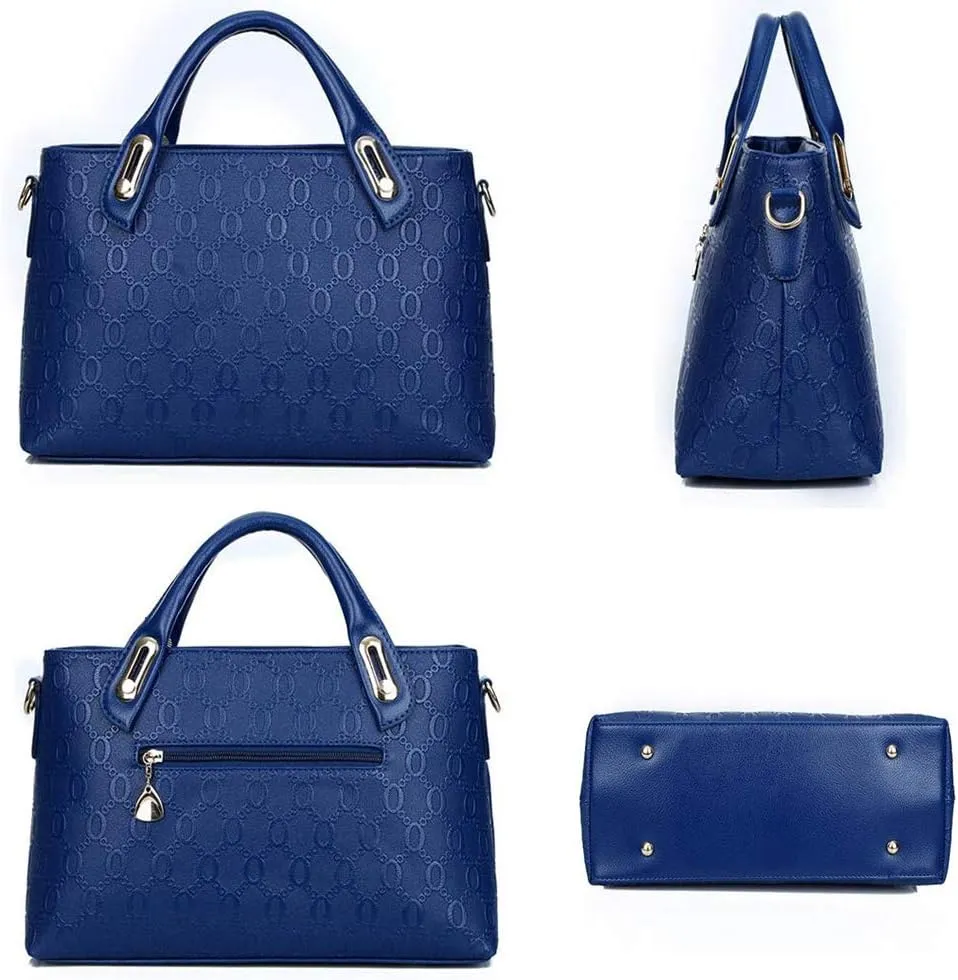 Women Tote Hobo Handbag Wallet Synthetic PU Leather Shouder Backpack 4pcs Set Clutch Purse Satchels with Bear Pendant
