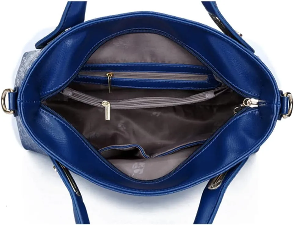 Women Tote Hobo Handbag Wallet Synthetic PU Leather Shouder Backpack 4pcs Set Clutch Purse Satchels with Bear Pendant