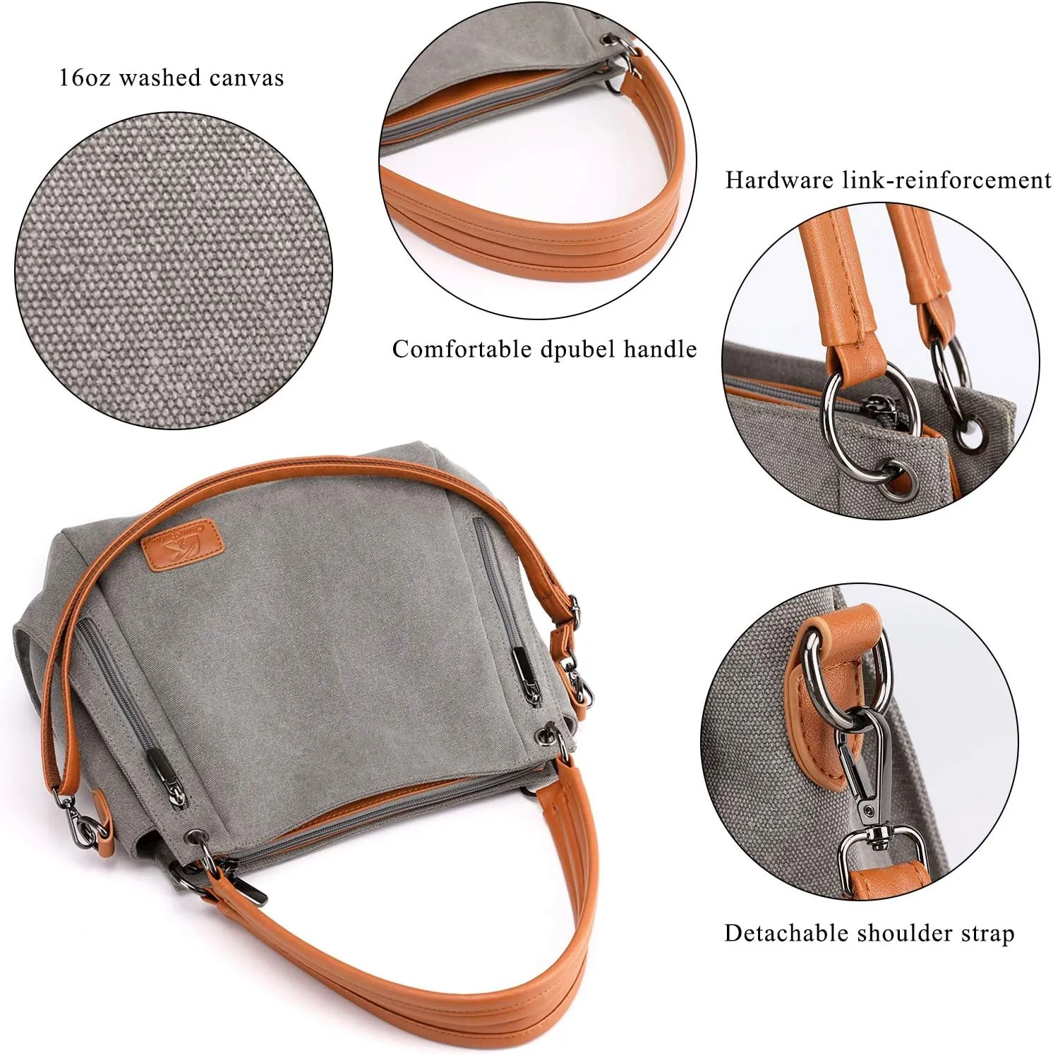 Women Vintage Hobo Handbag Canvas Shoulder Purse Multi-pocket Shopper Satchels