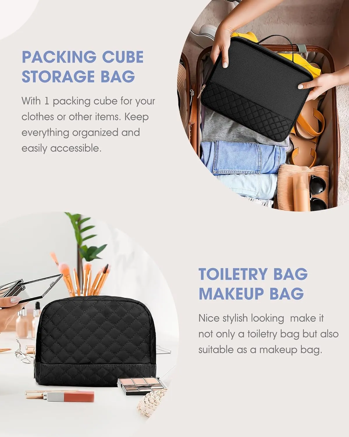 Women Weekender Travel Duffle Bag: Large Overnight Bags with Shoe Compartment Carry on Bags with Toiletry Bag Weekend Yoga Gym Bag with Wet Pocket Travel Duffel Tote Bag Hospital Bag Black