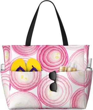 Women's Beach Travel Bags Large Waterproof Tote Bag with Pockets Sandproof Handbag for Beach Gym Vacation