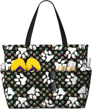 Women's Beach Travel Bags Large Waterproof Tote Bag with Pockets Sandproof Handbag for Beach Gym Vacation