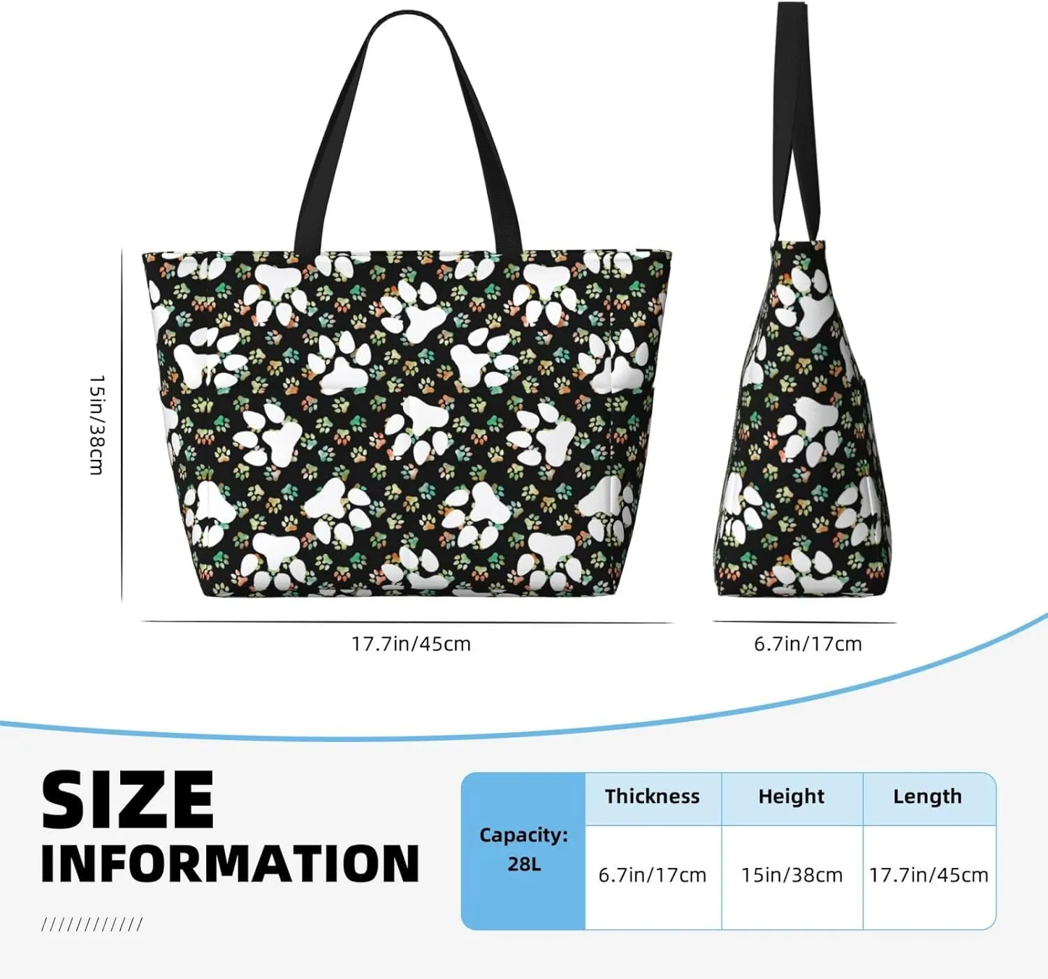 Women's Beach Travel Bags Large Waterproof Tote Bag with Pockets Sandproof Handbag for Beach Gym Vacation