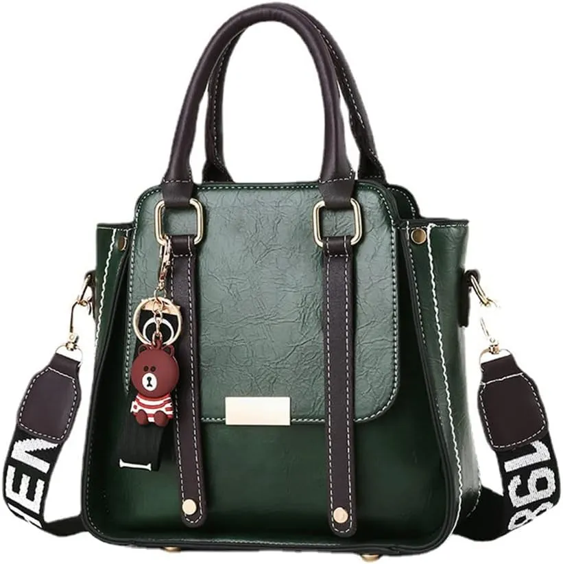 Women’s Classic Retro Leather Handbag - Top Handle Satchel Purse & Crossbody Tote Bag for Ladies (Black)