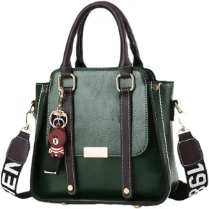 Women’s Classic Retro Leather Handbag - Top Handle Satchel Purse & Crossbody Tote Bag for Ladies (Black)