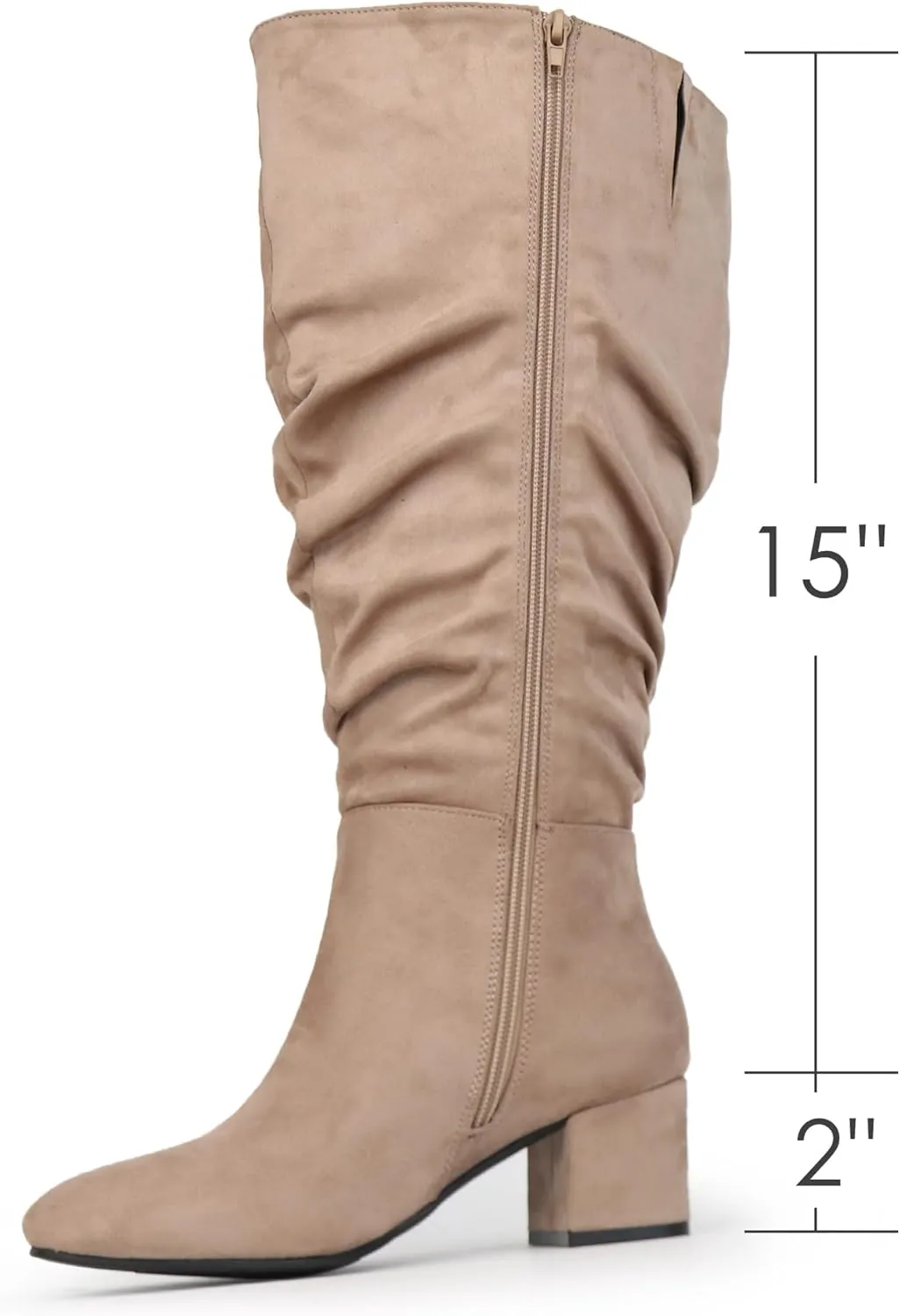 Women's Extra Wide Calf Dress Boots Slouchy Suede Boots with Block Heel