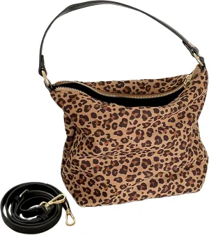 Women's Faux Suede Lightweight Top Handle Crossbody Bag Leopard Print Purse Animal Small Handbag