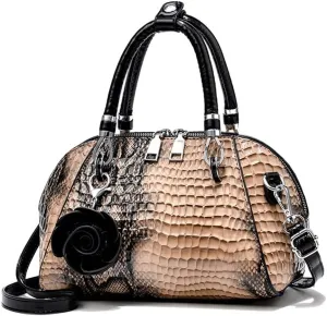 Women's Handbag Patent leather Top-Handle Purse Crocodile Print Shoulder Satchel