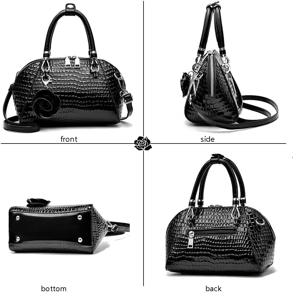 Women's Handbag Patent leather Top-Handle Purse Crocodile Print Shoulder Satchel
