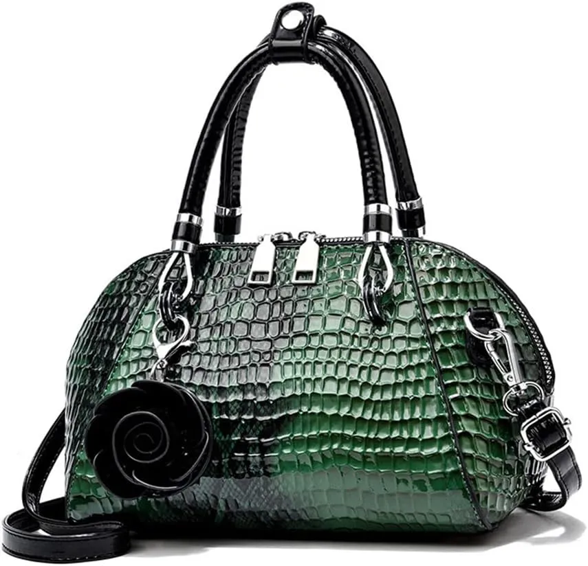Women's Handbag Patent leather Top-Handle Purse Crocodile Print Shoulder Satchel