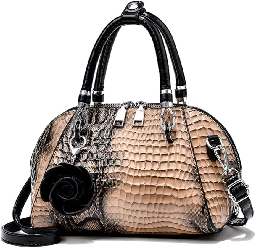 Women's Handbag Patent leather Top-Handle Purse Crocodile Print Shoulder Satchel