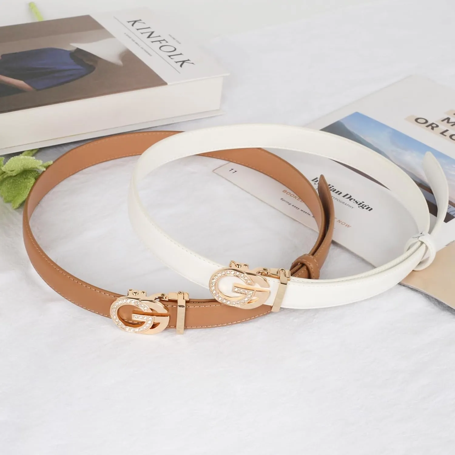 Women's Leather Belt with Buckle - Ideal for Dresses, Jeans, and Coats