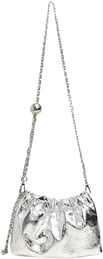 Women's Leather Chain Cowhide Metal Ball Pleated Cloud Bag Shoulder Crossbody Bag Handbag Versatile Hobo Chis Stylish
