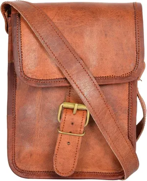 Women’s Leather Crossbody Sling Bag – Stylish & Compact Shoulder Bag with 5 Compartments, Adjustable Strap, 7 x 3 x 9 Inches (Brown)
