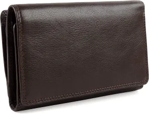 Women's Leather Medium Flap Over Purse Wallet By Heritage Gift Boxed