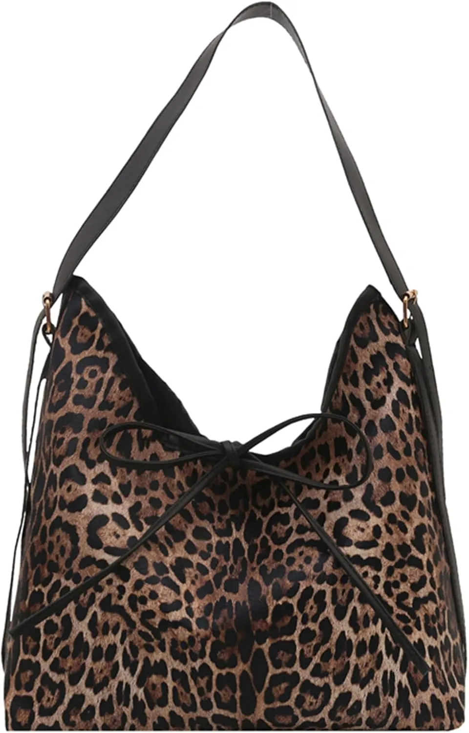 Women's Leopard Tote Shoulder Bags Vintage Bow Knot Large Capacity Hobo Bag Cheetah Purse
